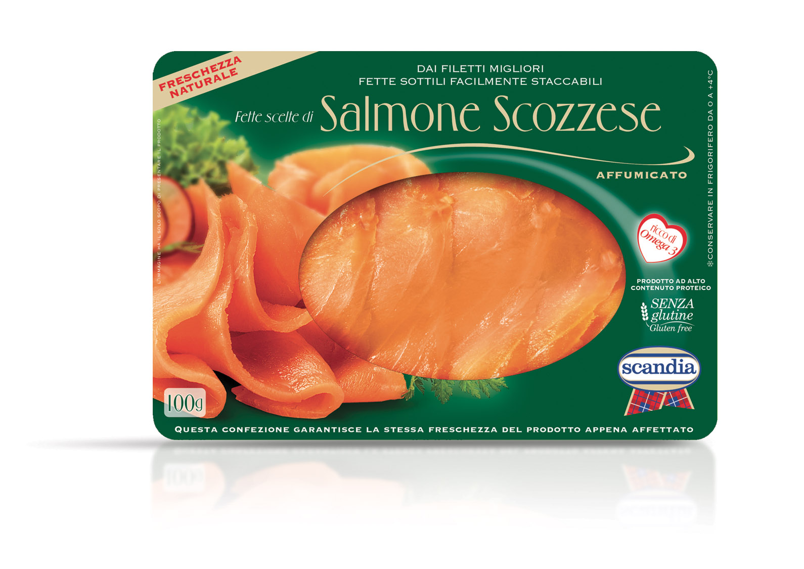 salmone scozzese affumicato, affettato da 100g